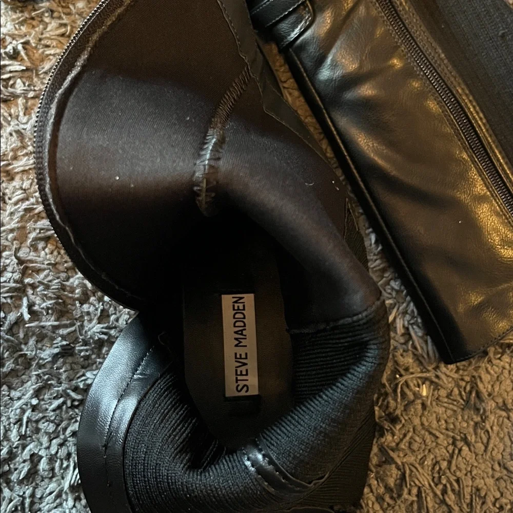 😍🖤Steve Madden Black Mid-Calf Riding Boots with Ankle Strap
